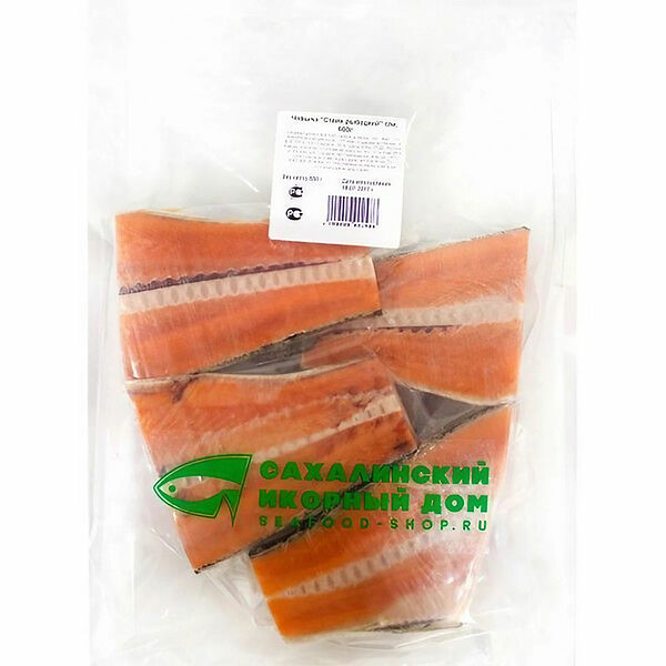 Дикий лосось чавыча, Стейк рыбацкий, свежемороженый, 600 г