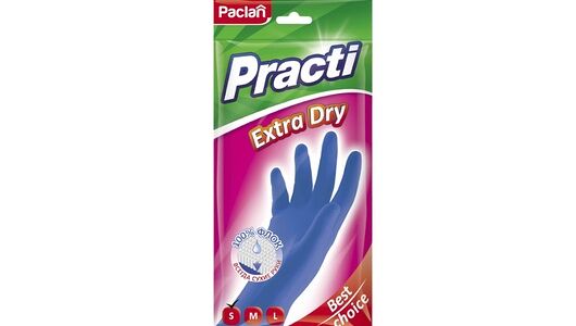 Перчатки резиновые Paclan Practi Extra Dry с флокированным покрытием размер S, цвет в ассортименте