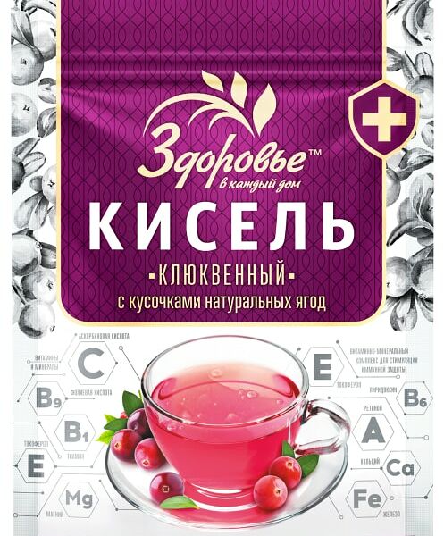 Кисель Здоровье Клюквенный быстрорастворимый 150г