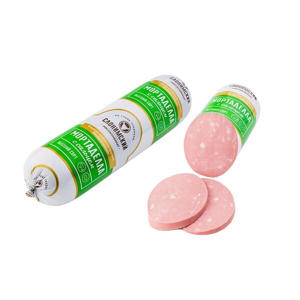 Изд колб вар Колбаса мясная Мортаделла с сальцем в/с вес Слонимский МК