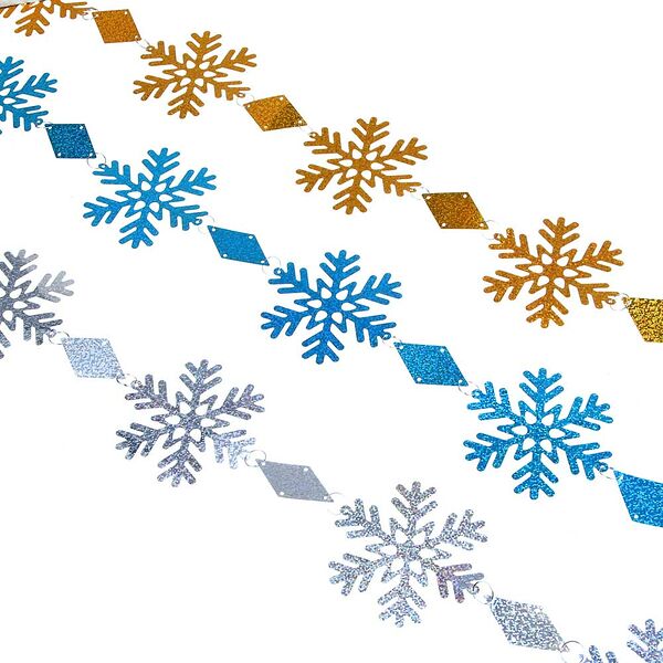 Сноу бум подвеска фольгированная снежинки, 100 см, пэт, 3 цвета