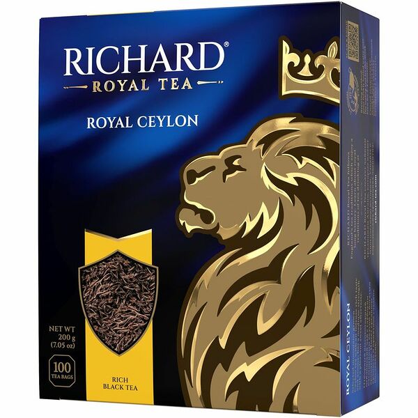 Чай черный Richard Royal Ceylon 100 пакетиков, 200г