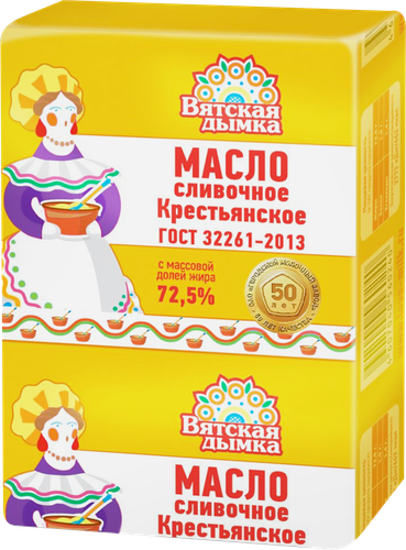 

Масло сливочное Вятская Дымка Крестьянское сливочное 72.5% 180 г