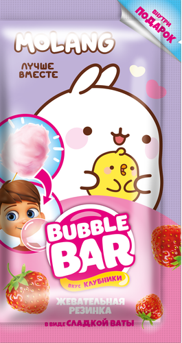 

Жевательная резинка Molang Bubble Bar сладкая вата клубника с подарком 5 г дизайн упаковки в ассортименте