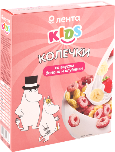 

Колечки ЛЕНТА KIDS Муми Тролли, со вкусом банана и клубники