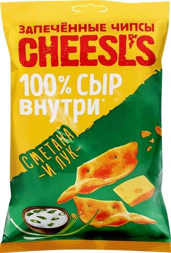 Чипсы пшенично-картофельные CHEESL`S со вкусом сметаны и лука, запеченные, 100г