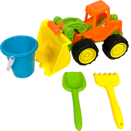 Набор игровой для песка BIGGA Трактор 35см, 7 предметов, Арт. ZH086134