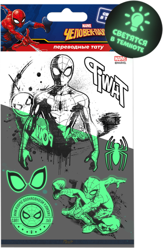 

Наклейки-тату Marvel Человек Паук №1 переводные светящиеся