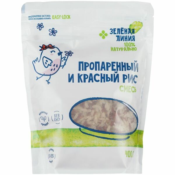 Смесь пропаренного и красного риса Зелёная Линия
