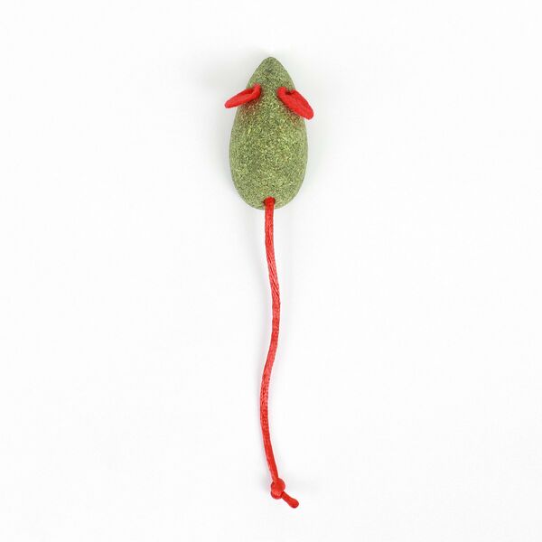 Игрушка для кошек ПИЖОН Мышь из прессованной кошачьей мяты с хвостом из веревки, 4,7см