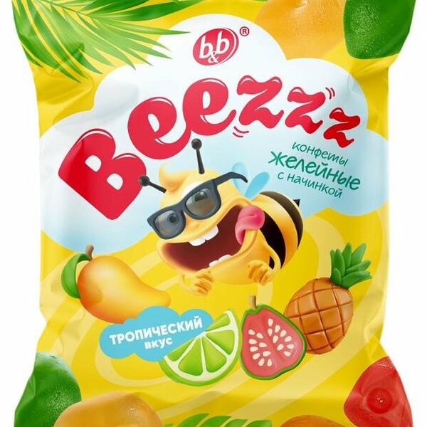 Конфеты Beezzz тропический вкус микс желейные с начинкой