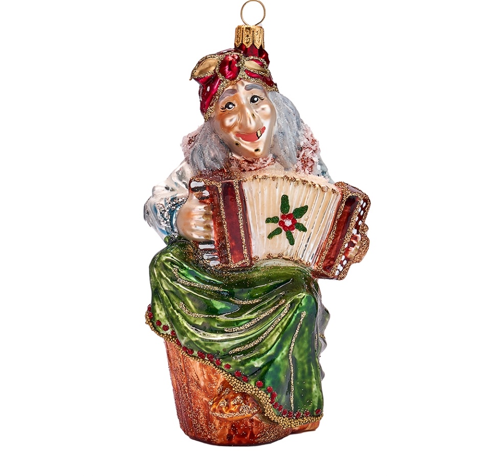 

Формовая игрушка для елки IRENA «Коллекция Традиции» Баба-Яга с гармошкой