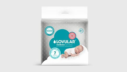 Пеленки Lovular Hot Wind одноразовые впитывающие 60х40 см, 7 штук