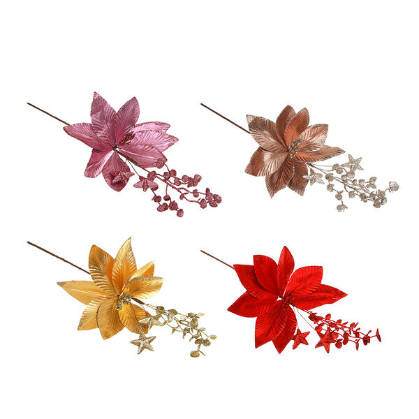 Сноу бум ветка декоративная с глиттером, пластик, 54 см, 4 цвета, в ассортименте