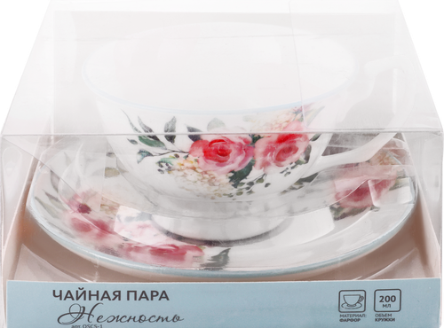 

Чайная пара Homeclub Нежность 200 мл, фарфор, в ассортименте