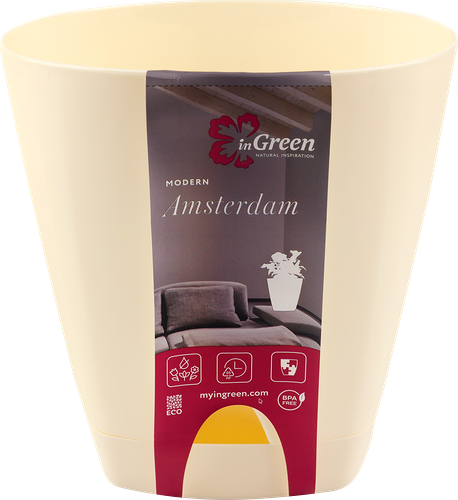 Горшок для цветов с прикорневым поливом InGreen Amsterdam цвет сливочный, Арт. ING6200СЛ