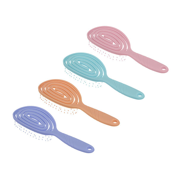 Расческа массажная Юниlook продувная, пластик, 19,5х6 см, 1 шт., 4 цвета в ассортименте