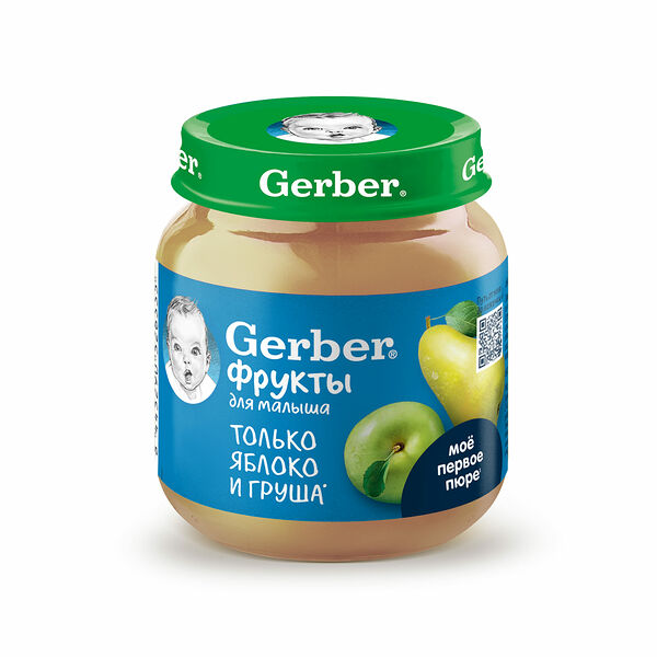 GERBER Фруктовое пюре Яблоко Груша банка, 125 г