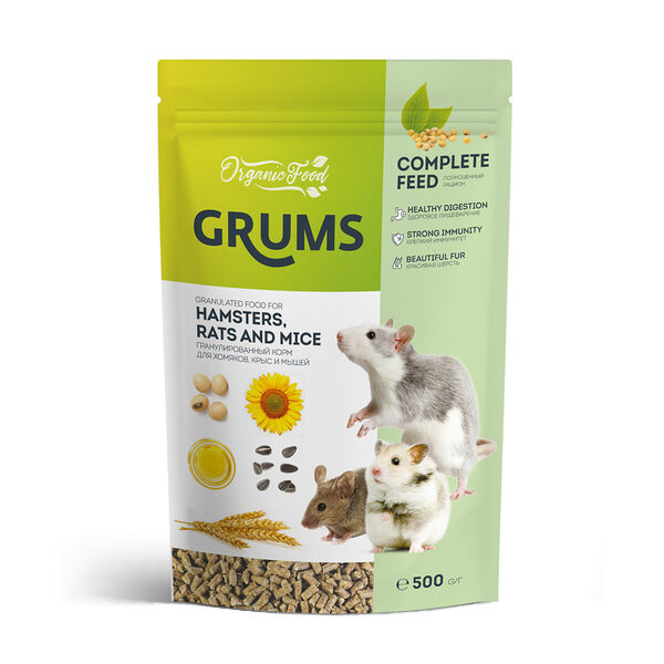 Корм GRUMS гранулированный для хомяков, крыс и мышей, 500 гр.