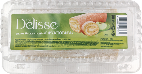 Рулет бисквитный DELISSE Фруктовый, 300г