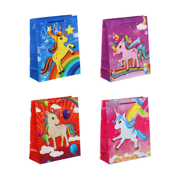 Ladecor пакет подарочный, бумажный, 26x32x10 см, 4 дизайна единороги