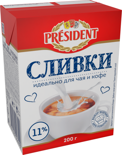 

Сливки питьевые President 11% 200 г