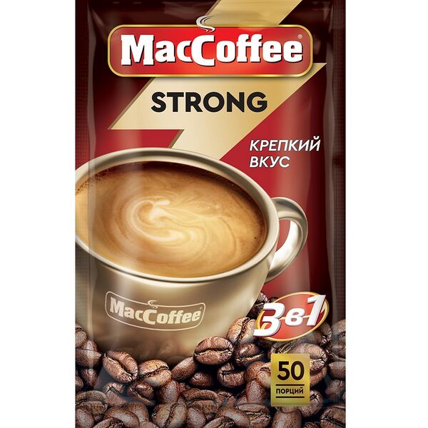 Напиток кофейный MacCoffee Strong 3в1 порционный 18г x 50шт