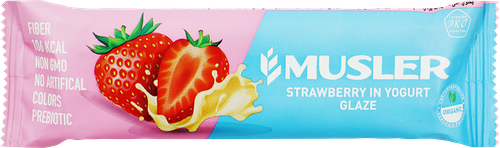 Батончик мюсли Musler в белой глазури Клубника и йогурт 30г