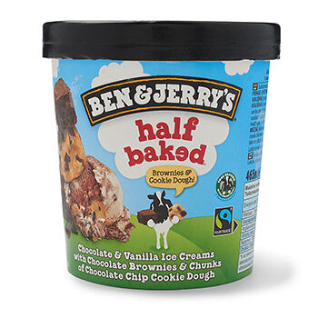 Мороженое Half Baked шоколадно-ванильное с шоколадной крошкой из теста для печенья и кусочками брауни, Ben & Jerry's
