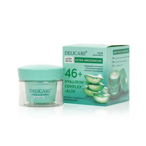 Крем для лица Delicare Hyaluron Complex + Aloe с алоэ вера и гиалуроном 46+ 50 мл
