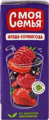 

Напиток сокосодержащий Моя семья Фруктово-ягодный 200 мл