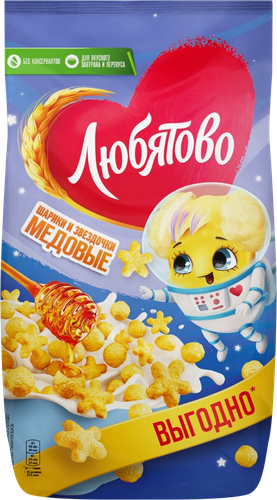 

Завтраки готовые Любятово Медовые шарики и звёздочки 420 г