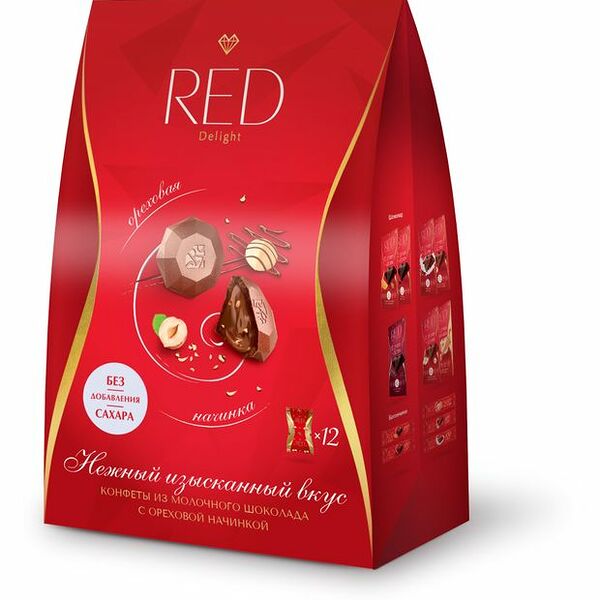 Конфеты в коробке RED пралине с ореховой начинкой, 132 г