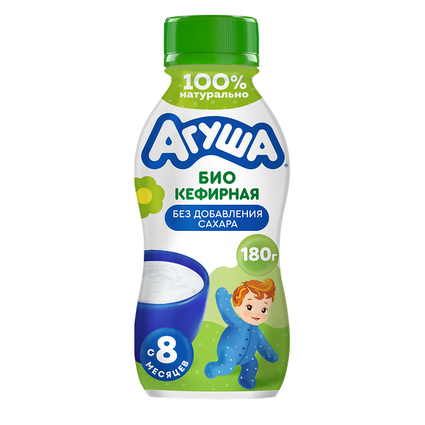 Продукт биокефирный Агуша без добавления сахара с 8 месяцев обогащенная пробиотическими микроорганизмами 180 г