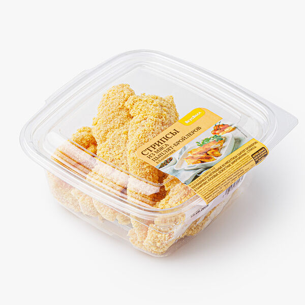 Стрипсы из мяса цыплят-бройлеров в панировке, заморозка 400 г