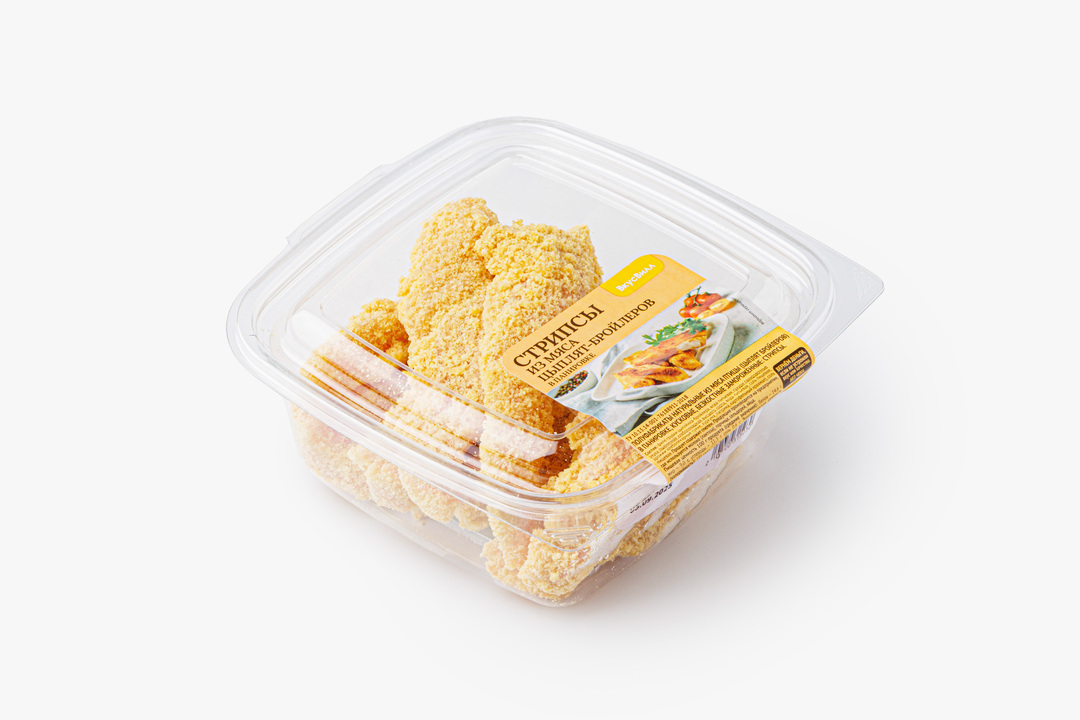 

Стрипсы из мяса цыплят-бройлеров в панировке, заморозка 400 г