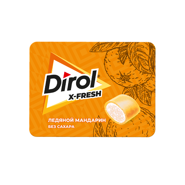 Жевательная резинка Dirol X-fresh Ледяной Мандарин без сахара со вкусом мандарина 16 г