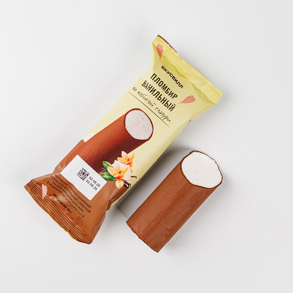 Мороженое ВкусВилл пломбир ванильный во взбитой глазури 80 г