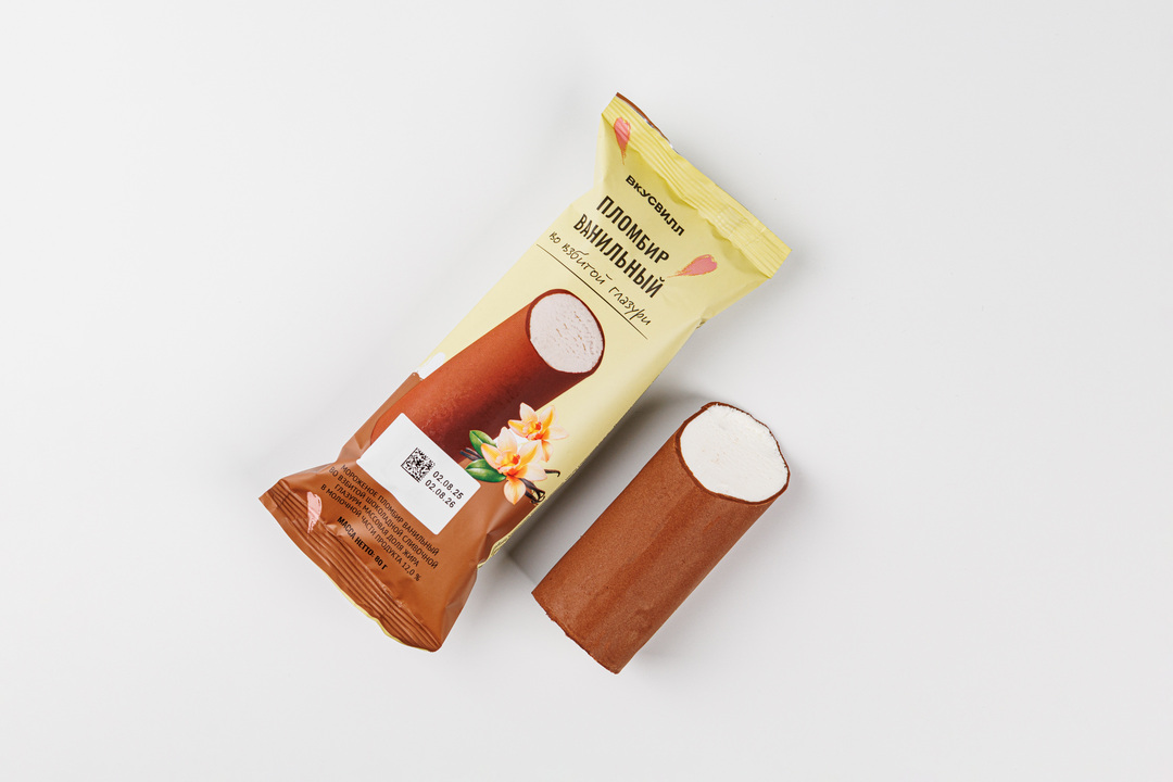 

Мороженое ВкусВилл пломбир ванильный во взбитой глазури 80 г