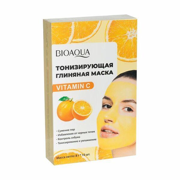 Маска тонизирующая глиняная, BIOAQUA, 10 шт. х 8 г