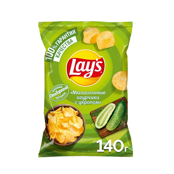 Чипсы картофельные Lay's Малосольные огурчики с укропом 140 г