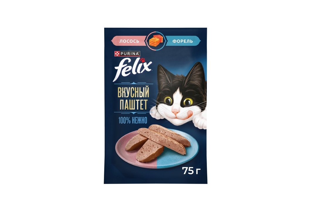

Влажный корм для кошек Felix Вкусный паштет Лосось и форель 75 г