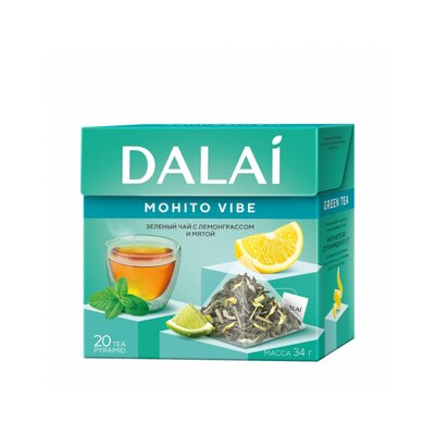 Чай зеленый Dalai Мохито вайб лист пирамидки с/я 20п*1,7г