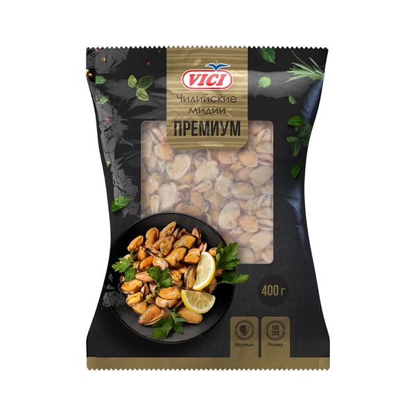 Мидии чилийские мясо Крупные ПРЕМИУМ в/у 400г ТМ VICI