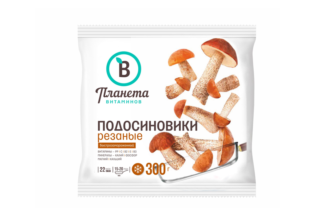 

Грибы Планета Витаминов Подосиновики резаные замороженные 300 г