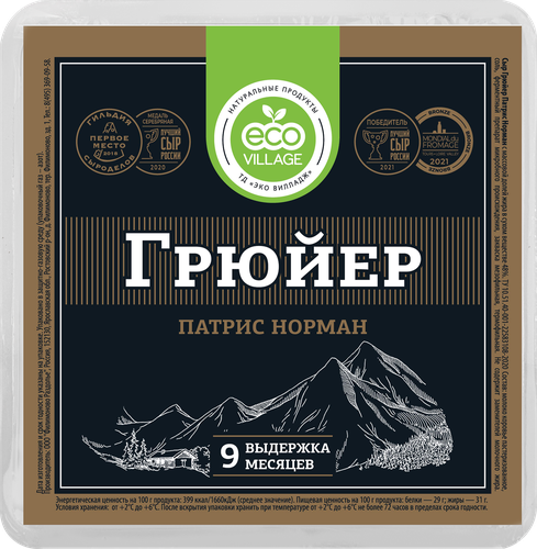 

Сыр Eco Village Грюйер Патрис Норман 48% 180 г