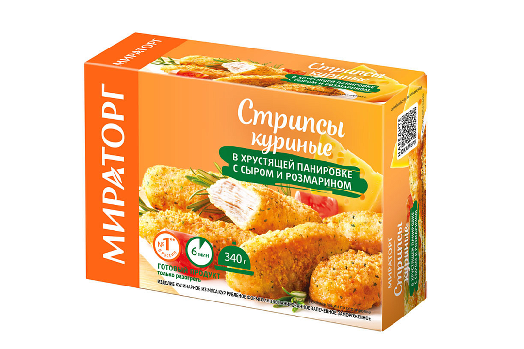

Стрипсы куриные Мираторг с сыром и розмарином в хрустящей панировке 340 г