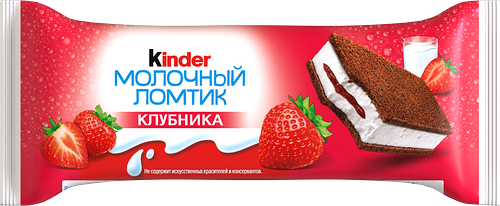 Ломтик молочный Kinder с молочно-клубничной начинкой 28 г