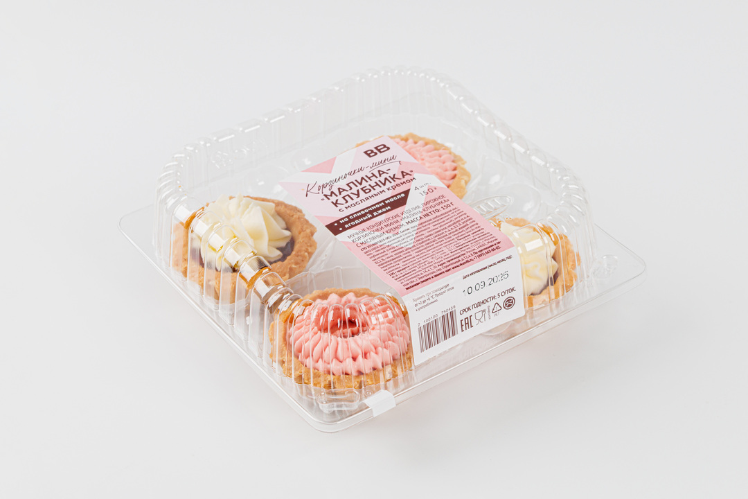 

Корзиночки-мини Малина-клубника с масляным кремом 4 шт. 150 г