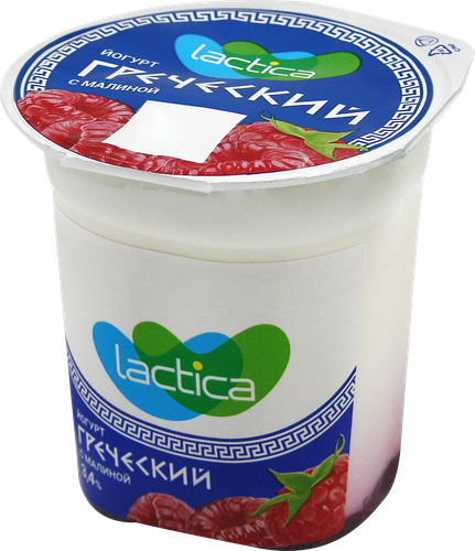 

Йогурт Lactica двухслойный греческий с малиной 3.4% 120 г